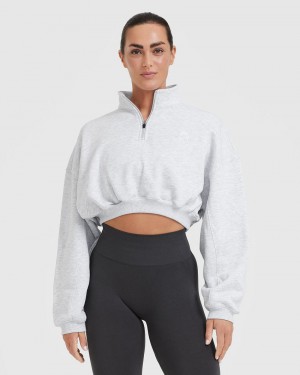 Sweats Oner Active All Day Cosy Crop 1/4 Zip Grise Clair | BI5109728