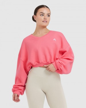 Sweats Oner Active All Day Legere Oversized V-Neck Rose | EC1798054