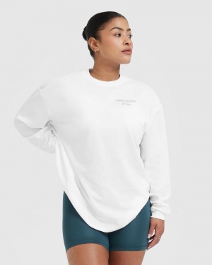 T Shirts Oner Active Classiche Lifters Graphique Oversized Legere Long Sleeve Blanche | OB0632785