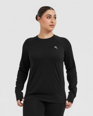 T Shirts Oner Active Go To Seamless Loose Long Sleeve Noir | LD9687154