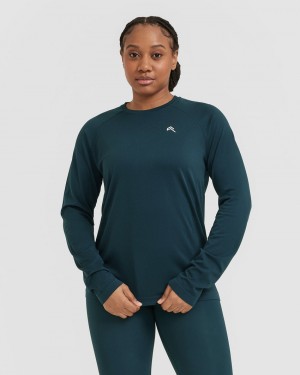 T Shirts Oner Active Go To Seamless Loose Long Sleeve Bleu | UG7031852