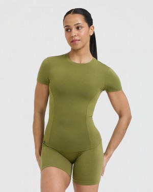 T Shirts Oner Active Mellow Soft Corta Sleeve Vert Olive Vert | FN7402591