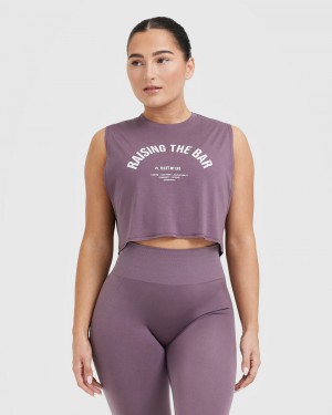 T Shirts Oner Active Raising The Bar Graphique Muscle Crop Violette | RW6031974