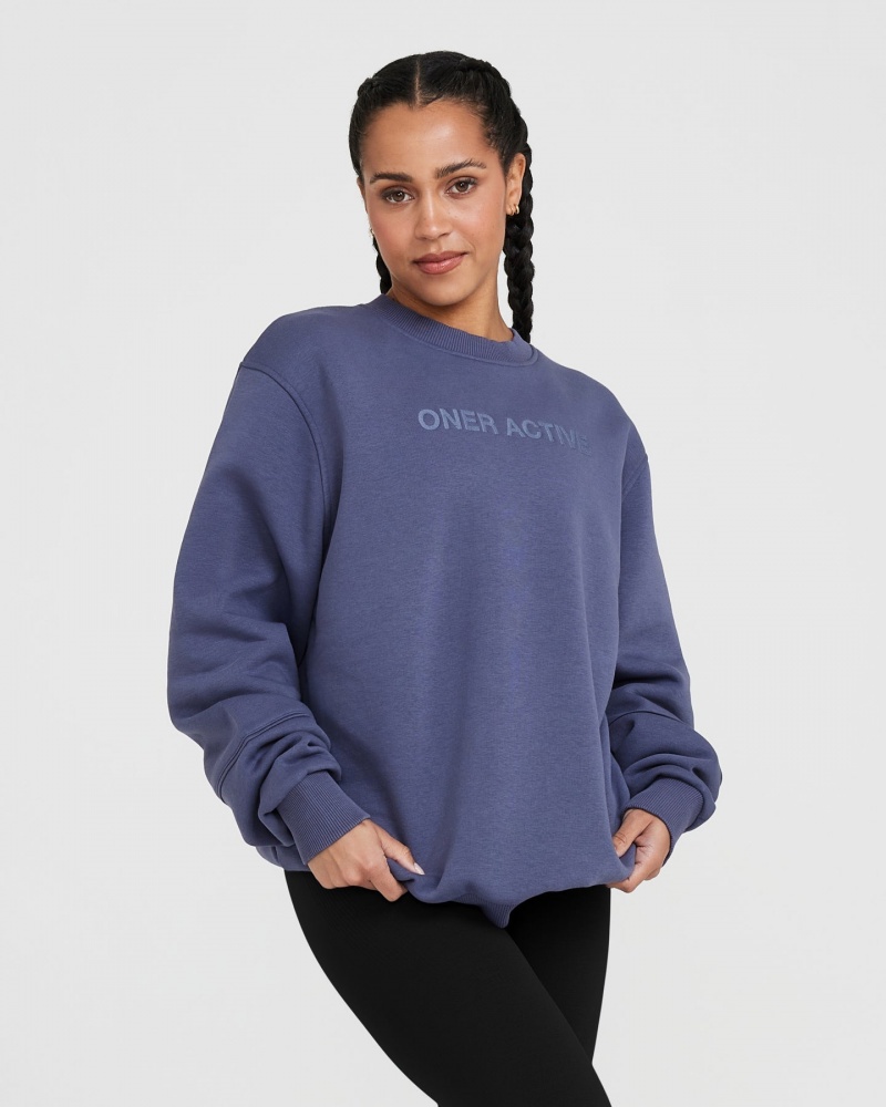 Sweats Oner Active Classiche Lounge Oversized Crew Neck Bleu | QB2734058