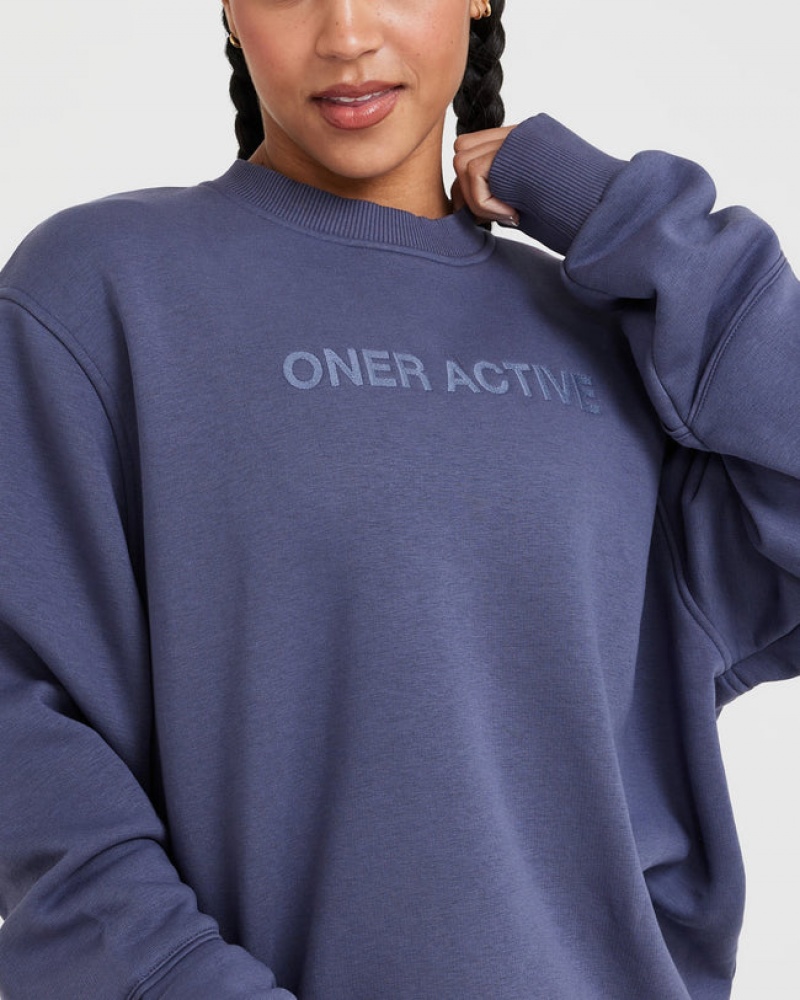 Sweats Oner Active Classiche Lounge Oversized Crew Neck Bleu | QB2734058