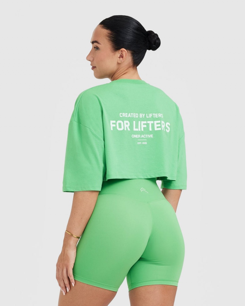 T Shirts Oner Active Classiche Lifters Graphique Relaxed Crop Legere Vert | WO4603518