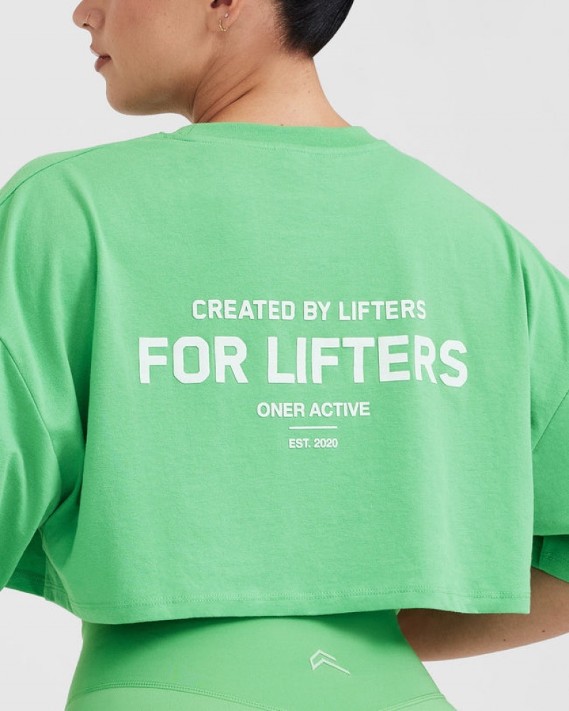 T Shirts Oner Active Classiche Lifters Graphique Relaxed Crop Legere Vert | WO4603518