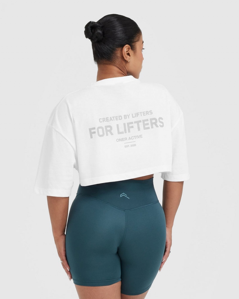 T Shirts Oner Active Classiche Lifters Graphique Relaxed Crop Legere Blanche | UA3692407