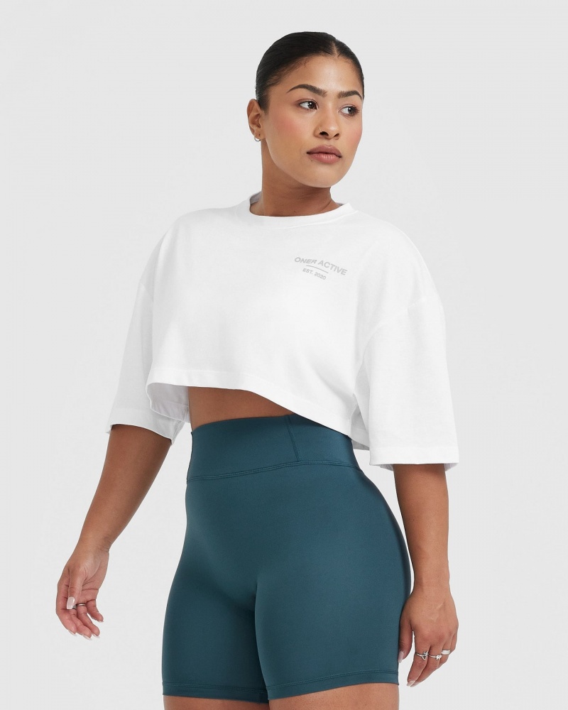 T Shirts Oner Active Classiche Lifters Graphique Relaxed Crop Legere Blanche | UA3692407