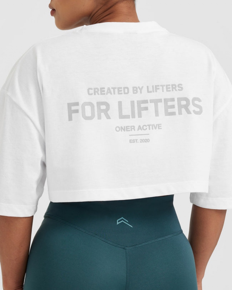 T Shirts Oner Active Classiche Lifters Graphique Relaxed Crop Legere Blanche | UA3692407