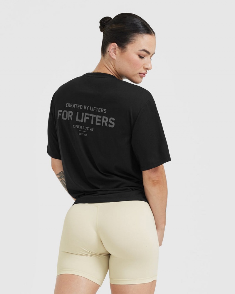 T Shirts Oner Active Classiche Lifters Graphique Oversized Legere Noir | SR8753296