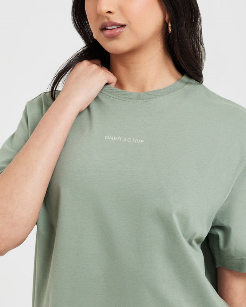 T Shirts Oner Active Classiche Mirror Graphique Oversized Vert Olive | FB3197456