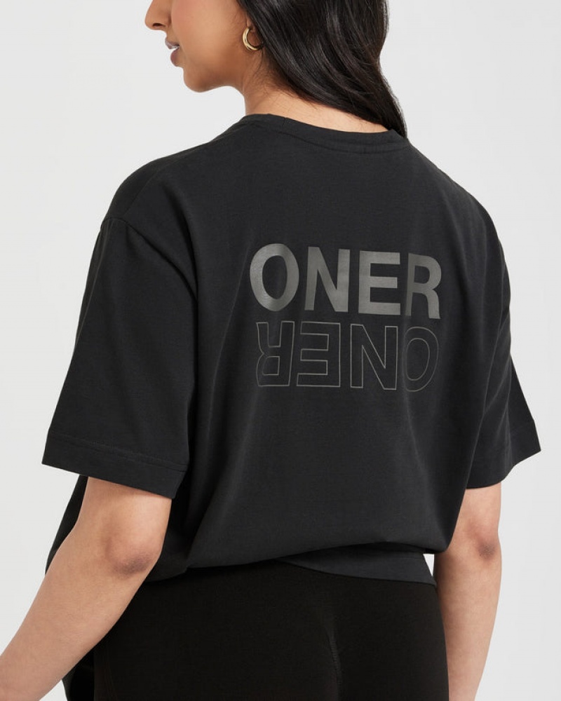 T Shirts Oner Active Classiche Mirror Graphique Oversized Noir | GZ2385169