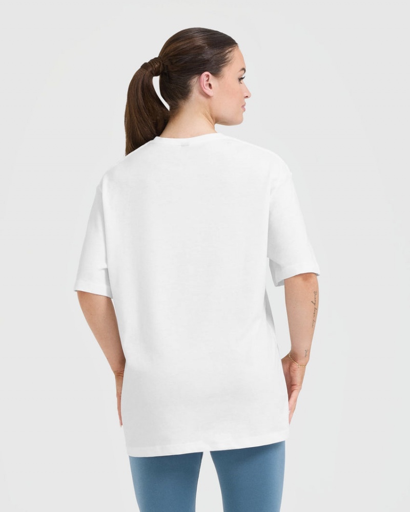 T Shirts Oner Active Classiche Oner Graphique Oversized Legere Blanche | RW9824137