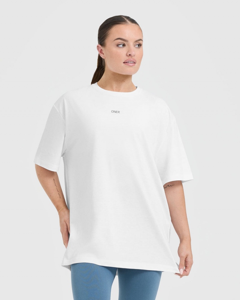 T Shirts Oner Active Classiche Oner Graphique Oversized Legere Blanche | RW9824137