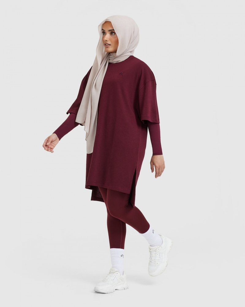 T Shirts Oner Active Classiche Oversized Longline Bordeaux | CM5810423