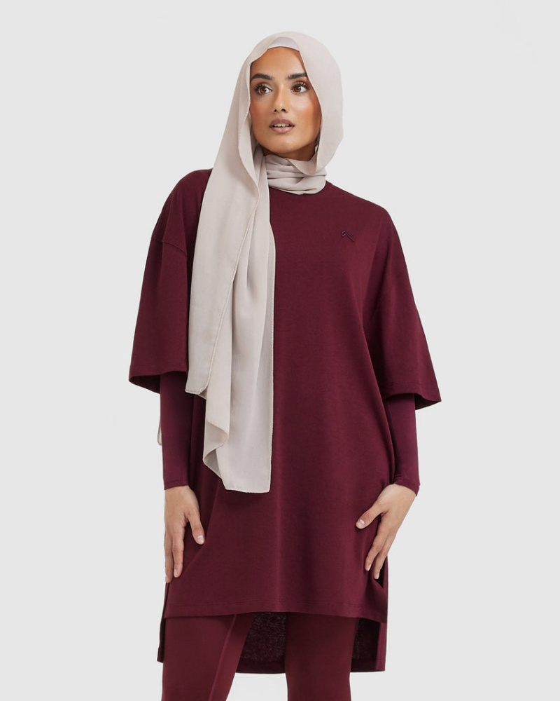 T Shirts Oner Active Classiche Oversized Longline Bordeaux | CM5810423