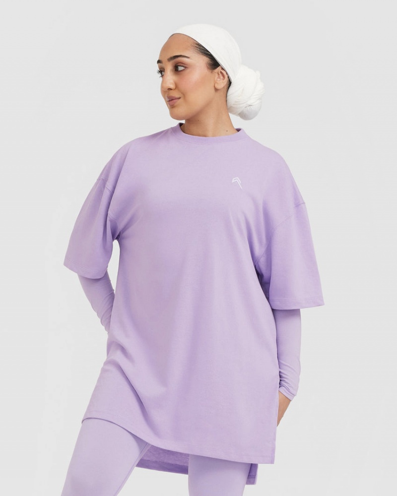 T Shirts Oner Active Classiche Oversized Longline Violette | DY6971238