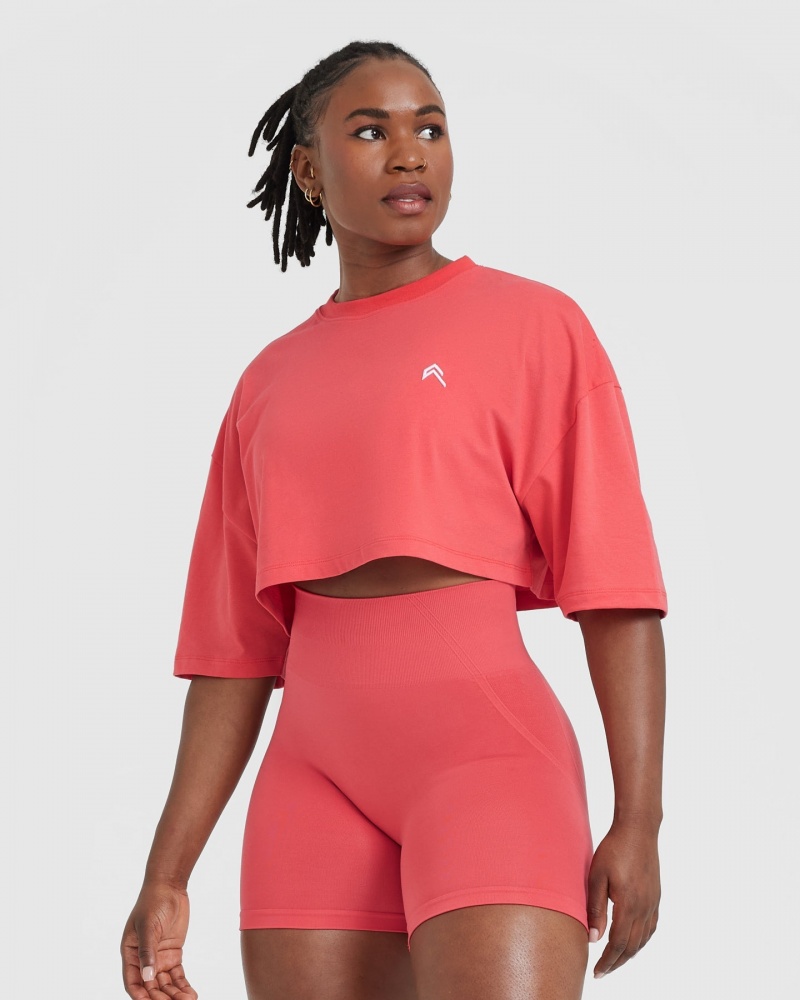 T Shirts Oner Active Classiche Relaxed Crop Legere Rouge | IA7531920