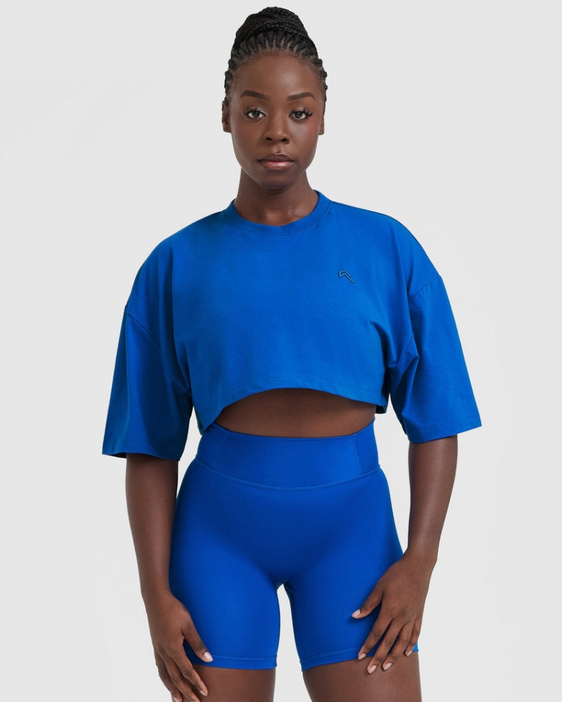 T Shirts Oner Active Classiche Relaxed Crop Legere Bleu Foncé | CU5126907