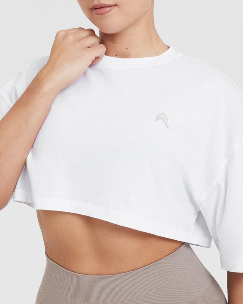 T Shirts Oner Active Classiche Relaxed Crop Legere Blanche | SD3547098