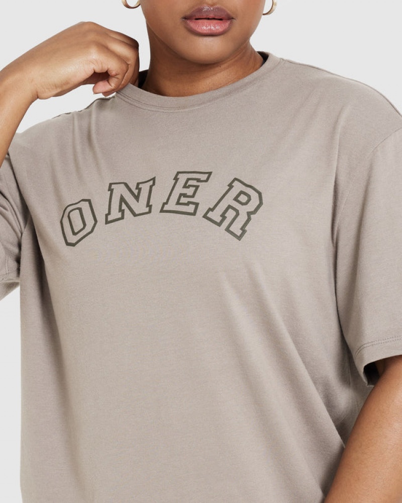 T Shirts Oner Active Classiche Varsity Oversized Legere Grise | YG3469502