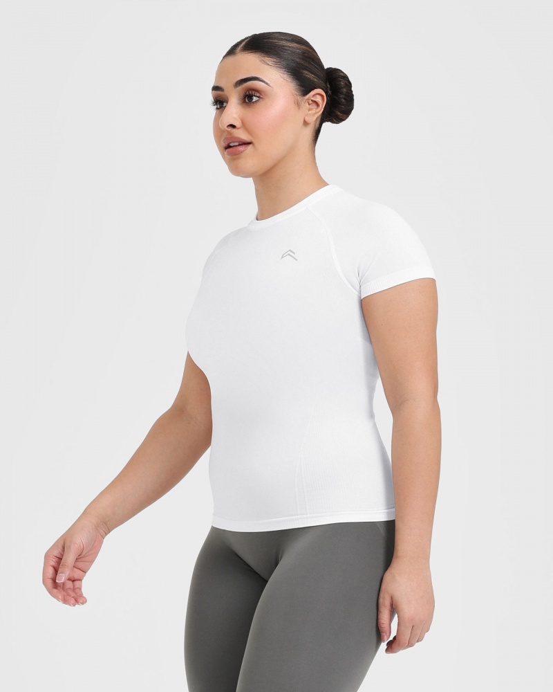 T Shirts Oner Active Go To Seamless Fitted Blanche | RX9314206