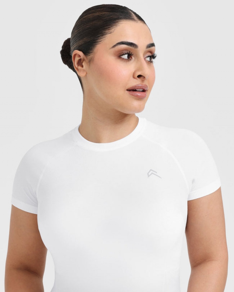 T Shirts Oner Active Go To Seamless Fitted Blanche | RX9314206