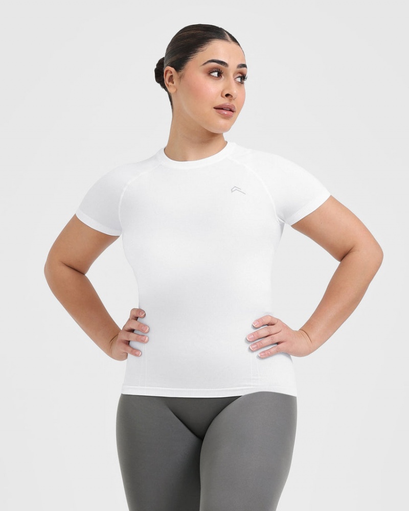 T Shirts Oner Active Go To Seamless Fitted Blanche | RX9314206