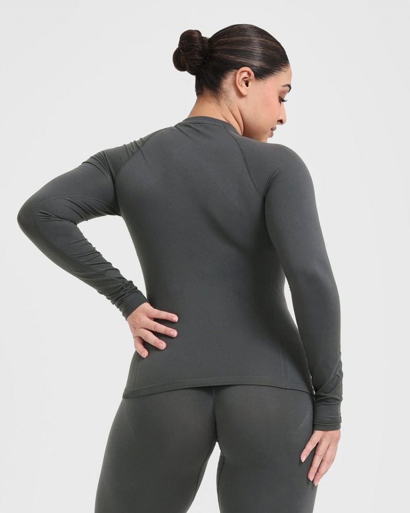 T Shirts Oner Active Go To Seamless Fitted Long Sleeve Noir | AM7184526