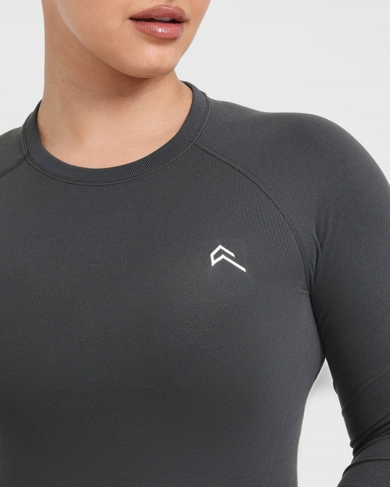 T Shirts Oner Active Go To Seamless Fitted Long Sleeve Noir | AM7184526