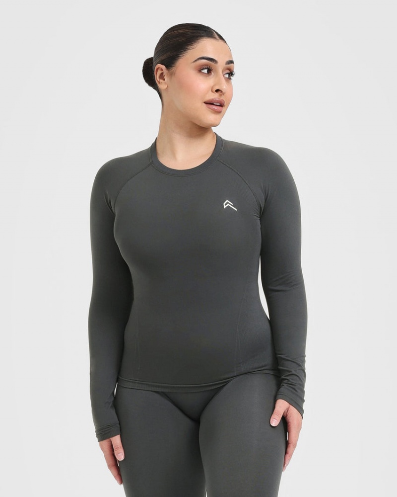 T Shirts Oner Active Go To Seamless Fitted Long Sleeve Noir | AM7184526