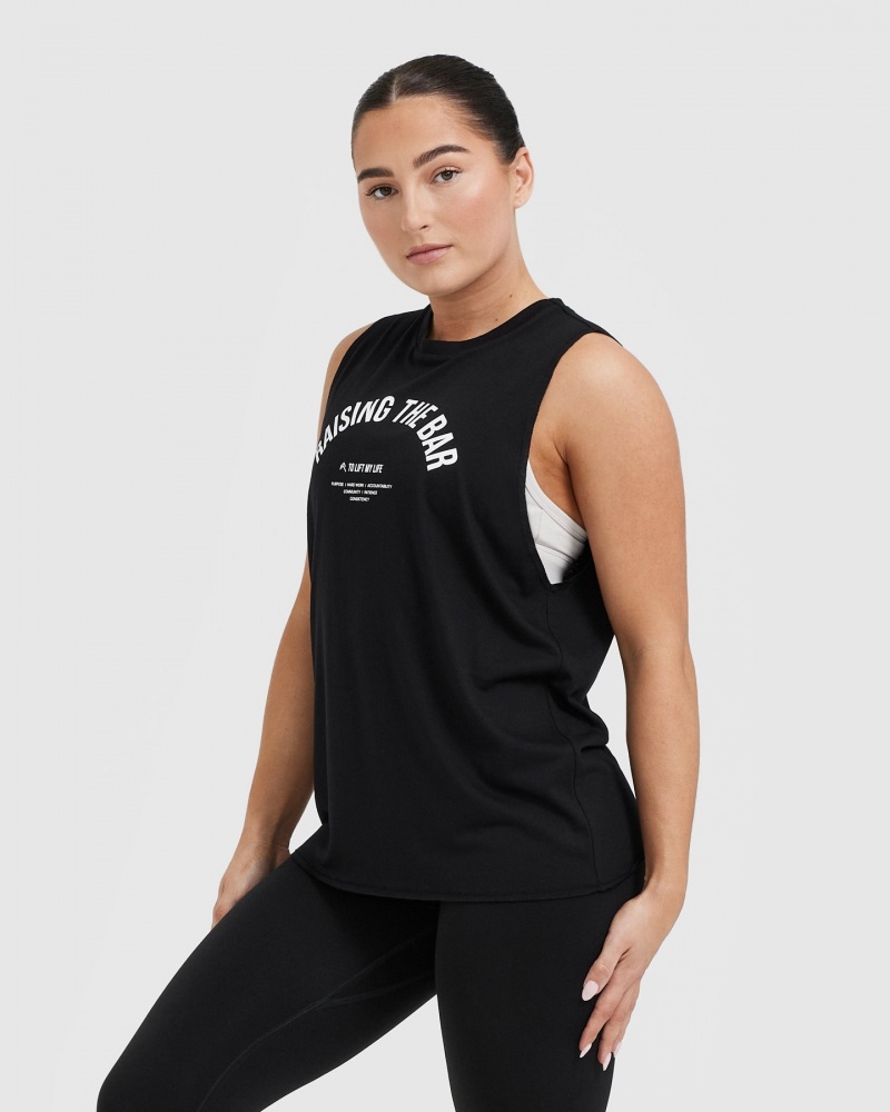 T Shirts Oner Active Raising The Bar Graphique Unisex Muscle Noir | WL1532678