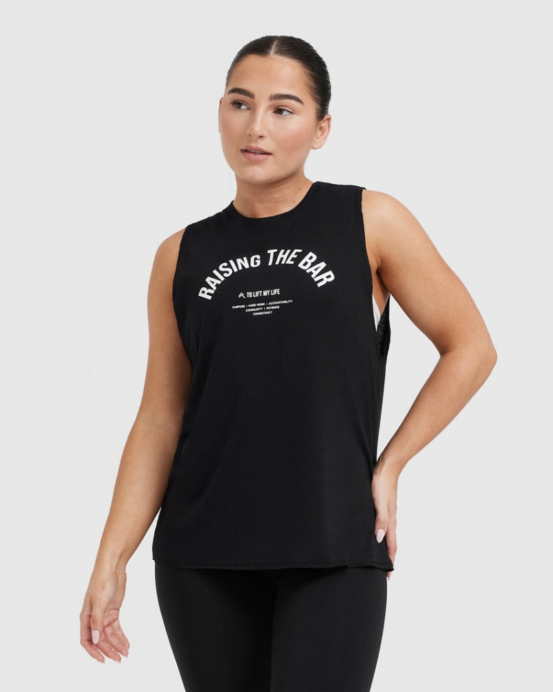 T Shirts Oner Active Raising The Bar Graphique Unisex Muscle Noir | WL1532678