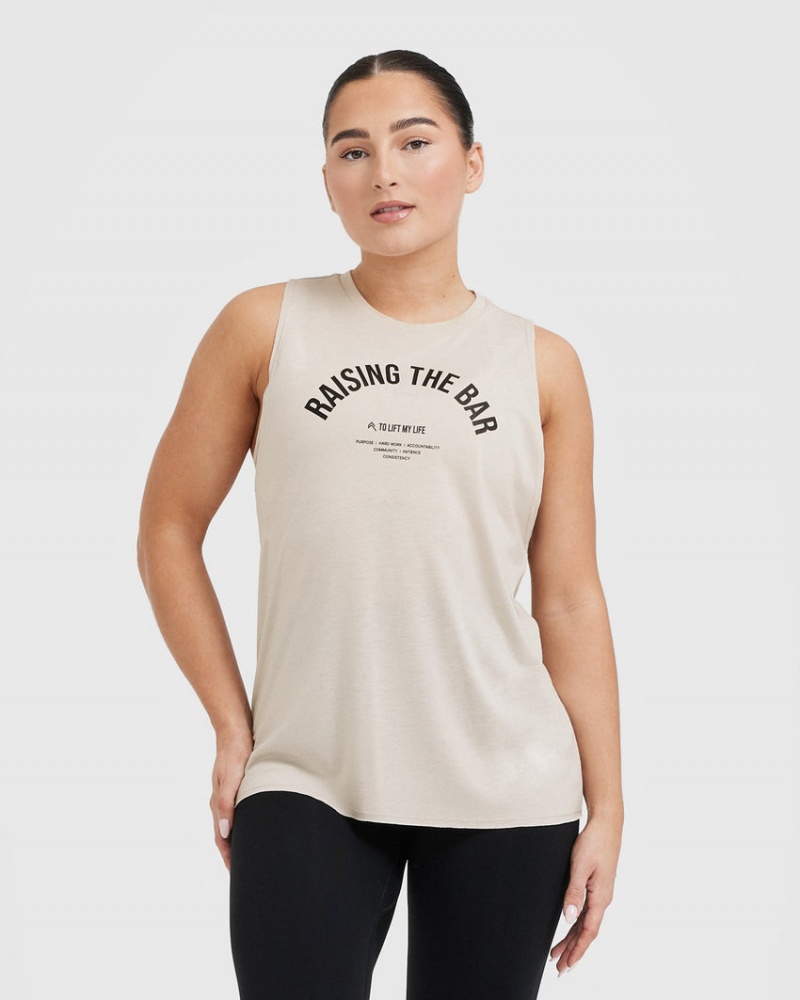 T Shirts Oner Active Raising The Bar Graphique Unisex Muscle Marron | DY2394867