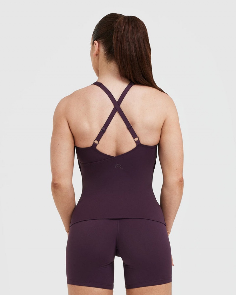 T Shirts Oner Active Unified V-Neck Cross Back Violette | MP9756384