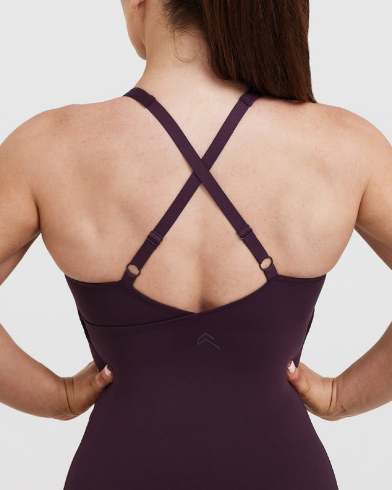 T Shirts Oner Active Unified V-Neck Cross Back Violette | MP9756384